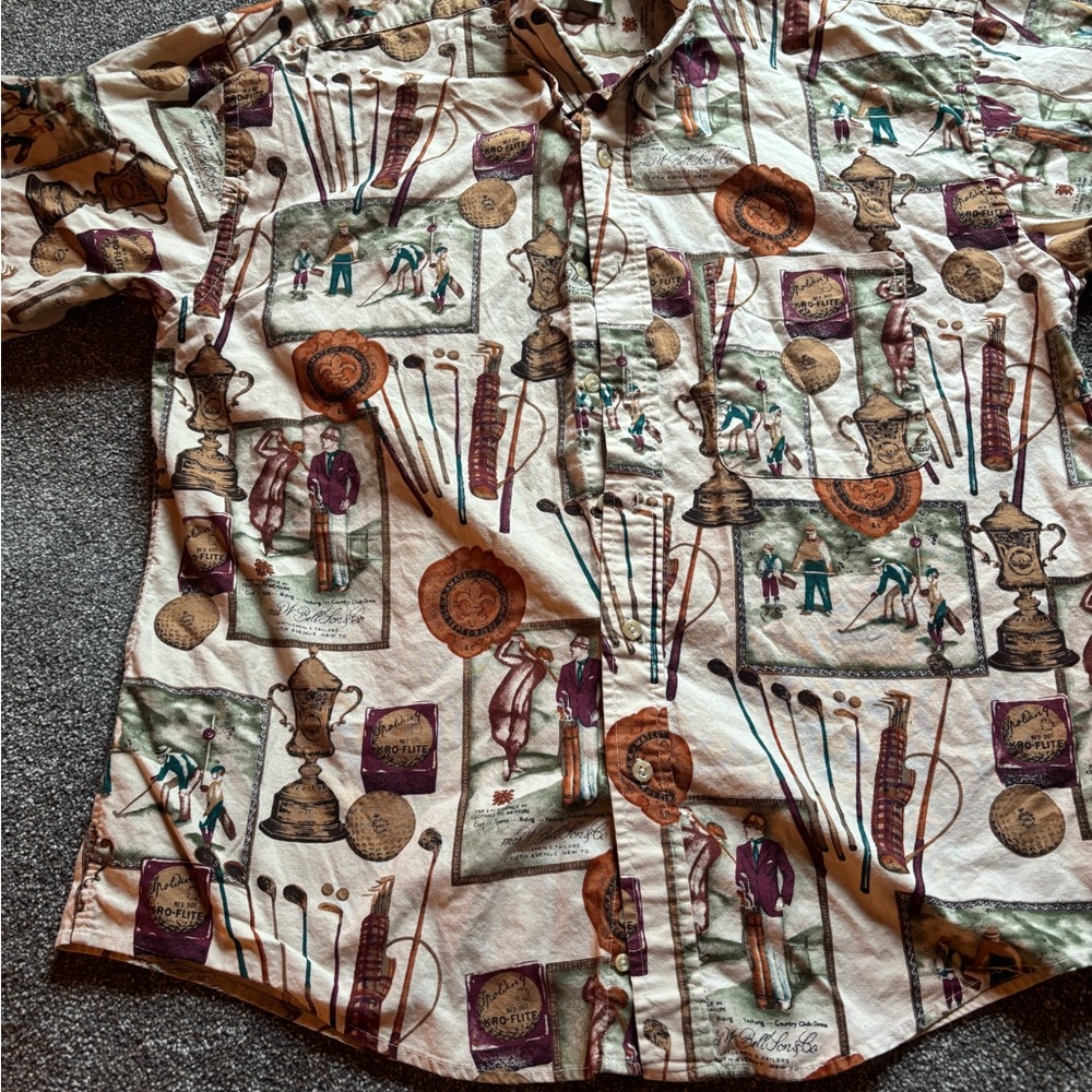 Men’s Sz L Links Edition Vintage Golf Print Men's Shirt grandpa / preppy